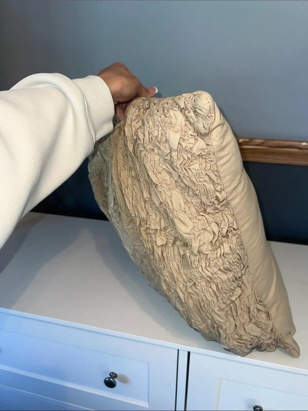 Beige Ruffled Decorative Pillow - Home Bedding